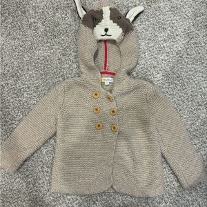 Baby Boden Beige Knit Jacket with Animal Hood